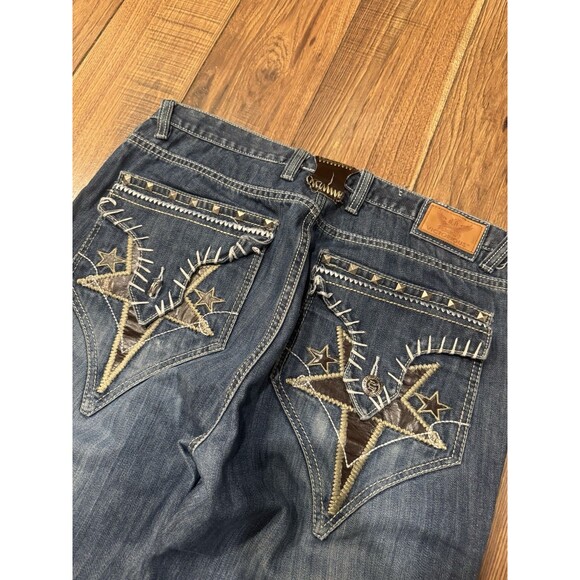 Victorious Stars Embroidered Y2K Denim Wide Leg Baggy Jeans 38x33 (SEE PICS!) - Picture 6 of 9